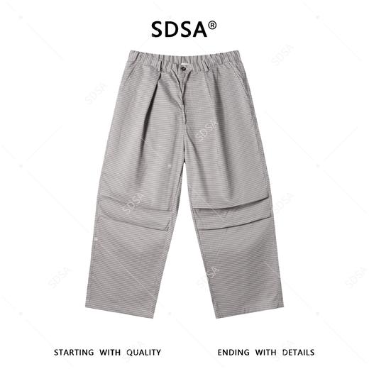 SDSA男装2026新款潮牌日系褶皱休闲裤男女同款细格纹阔腿裤 商品图0