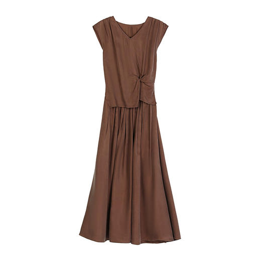 NEELLY纳俪商场同款夏季新款复古文艺风气质V领连衣裙女收腰长裙N26044Y04567 商品图3