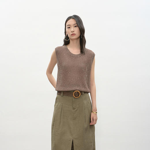 NEELLY纳俪商场同款夏新款时尚休闲镂空背心女波西米亚风简约上衣N26044A04561 商品图2