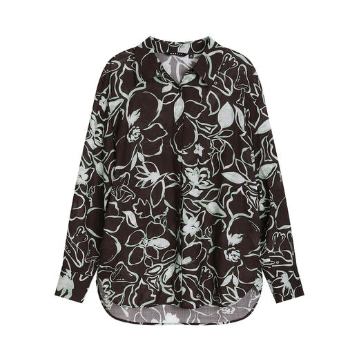 NEELLY纳俪商场同款春季新款复古植物印花衬衫女个性宽松休闲外套N26031B01110 商品图3