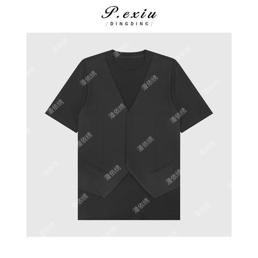 PanYiXiu/潘依绣设计感马甲拼接假两件宽松时尚短袖T恤  WH23053 商品图0
