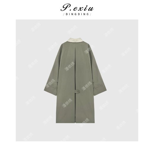 A008潘依绣丁丁宠粉新款英伦风宽松中长款假两件撞色风衣W-1793 商品图2