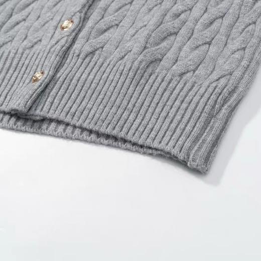 F030152灰色麻花毛衣外套女新款韩版宽松慵懒风软糯针织开衫 商品图13