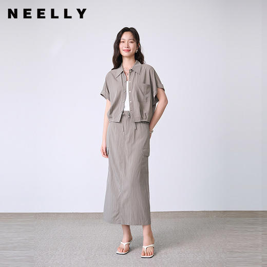 NEELLY纳俪商场同款夏季新款时尚通勤两件套女宽松休闲半身裙套装N26044Z04587 商品图0