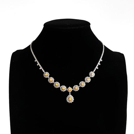 【天然正品】AU750收藏级白金豪镶太阳花造型设计师款4.3克拉钻石项链 链长：43CM（皆取最大值）110226TJ04 商品图6