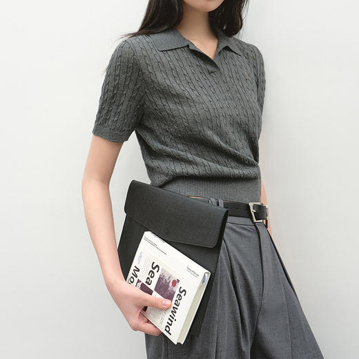 NEELLY纳俪商场同款夏新款经典简约POLO领针织短袖女宽松舒适上衣N26044A04403 商品图2