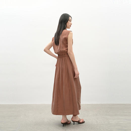 NEELLY纳俪商场同款夏季新款复古文艺风气质V领连衣裙女收腰长裙N26044Y04567 商品图1