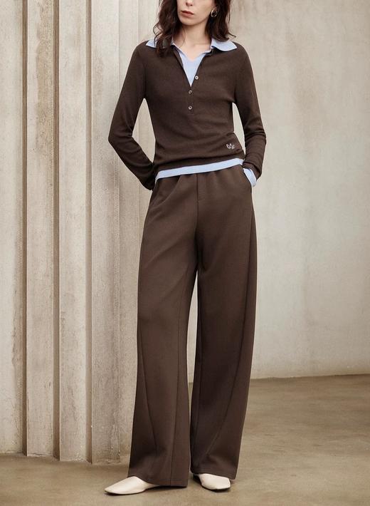 高智气质复古修身假两件绵羊毛莱赛尔POLO翻领衬衫 商品图4