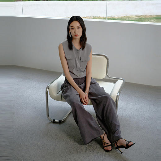 NEELLY纳俪商场同款夏季新款百搭垂感休闲裤女宽松显瘦拖地长裤N26044H04418 商品图3