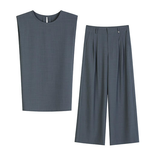 NEELLY纳俪商场同款夏季新款气质通勤套装女经典灰色系背心两件套N26044Z04544 商品图3