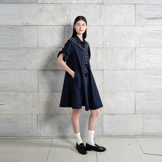 NEELLY纳俪商场同款春季新款复古学院风披肩连衣裙女高腰休闲长裙N26034Y04515 商品图2