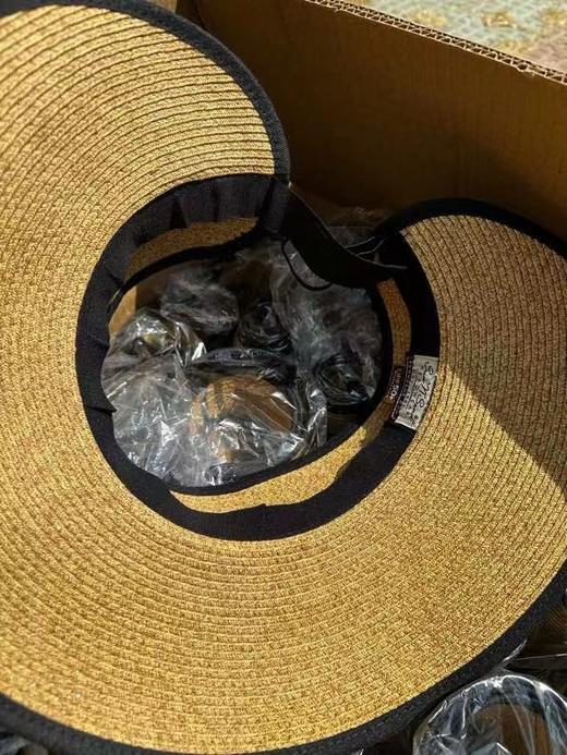 F030134高颜值撞色包边复古小金属铭牌大檐空顶遮阳帽 商品图13