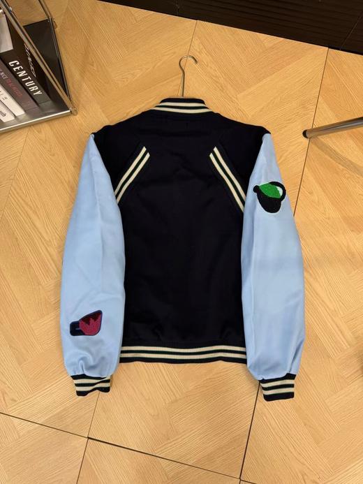 F030101高克重毛呢面料定徽章拼皮棒球服外套 商品图1