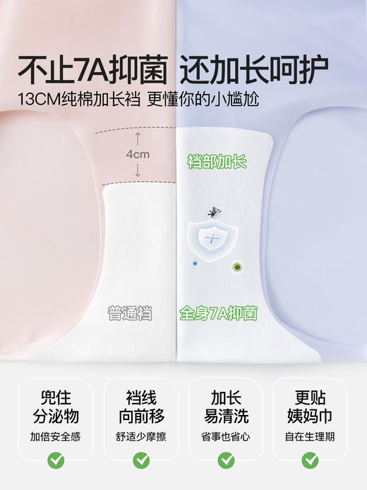 【多妈团购 SecretWorld   B363冰丝内裤 3条装 女无痕隐形速干玻尿酸面膜裤】7A抑菌，100%纯棉底裆，细菌少了异味也少了！轻薄凉感，像没穿一样舒服、透气~又透又薄的凉感冰丝-咸喜仓 商品图9