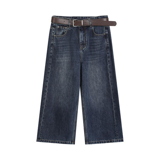 NEELLY纳俪商场同款春季新款复古随性阔腿七分裤女美式酷飒直筒裤N26021H01067 商品图3