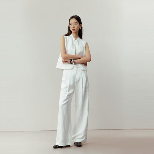 NEELLY纳俪商场同款春季新款宽松肌理感阔腿裤女随性松弛百搭长裤N26031H01118 商品图2