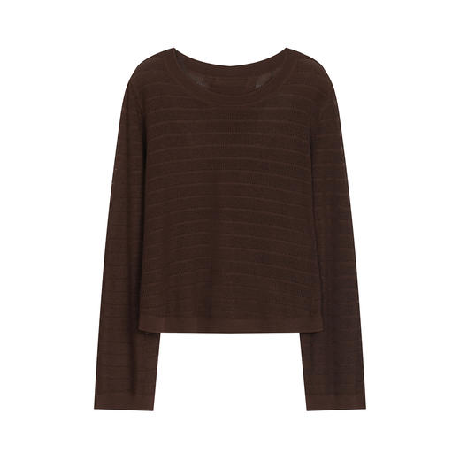 NEELLY纳俪商场同款春新款时尚肌理感长袖针织衫女后开衩休闲上衣N26031A01103 商品图3