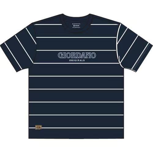 佐丹奴男装26年复古条纹字母印花短袖T恤衫01096271 商品图0