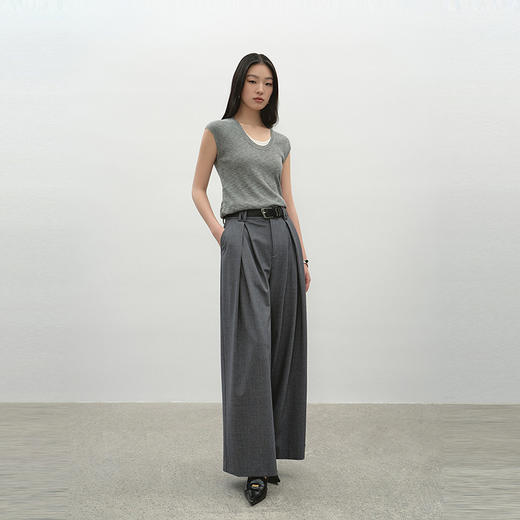 NEELLY纳俪商场同款夏新款显白灰色阔腿西装裤女百搭显瘦显高长裤N26044H04541 商品图2