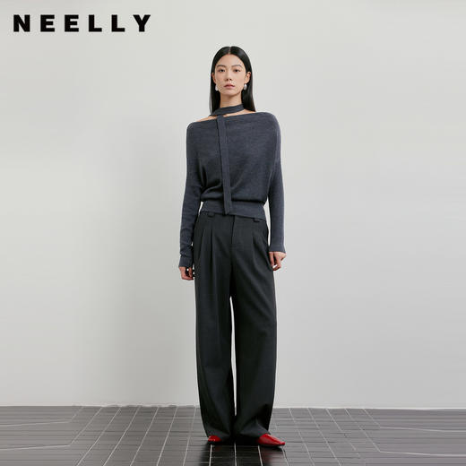 NEELLY纳俪商场同款春季新款时尚垂感休闲直筒裤女舒适百搭长裤N26011H01019 商品图0