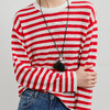 NEELLY纳俪商场同款春季新款时尚撞色条纹长袖T恤女休闲百搭上衣N26011A01007 商品缩略图2