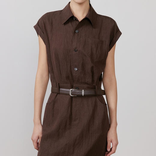 NEELLY纳俪*场同款春新款简约职场翻领连衣裙**练通勤收腰长裙N26031Y01121 商品图2