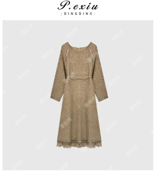 04-6潘依绣丁丁宠粉春夏新品麻料国风气质显瘦流苏连衣裙 Q2291 商品图0