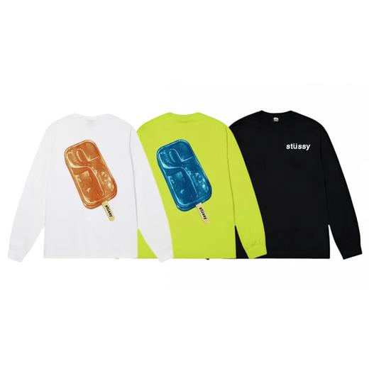 F030166新款休闲雪糕logo印花情侣圆领长袖T恤 商品图0