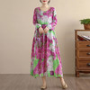 百媚生 复古文艺印花连衣裙女春秋长袖棉麻长裙C024-5097 商品缩略图2