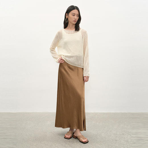 NEELLY纳俪商场同款夏季新款缎面优雅半身裙女高腰气质显瘦A字裙N26044E04523 商品图2