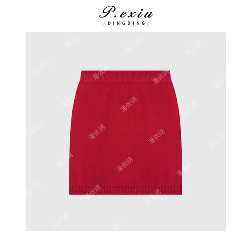 A008潘依绣丁丁宠粉超细羊毛高级感显白自然卷边针织上衣半身裙套装Q56137 商品图2