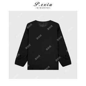 03-2潘依绣丁丁宠粉极简主义高级感后背扣宽松长袖圆领卫衣Q03654