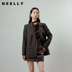 NEELLY纳俪商场同款春季新款复古优雅宽松西装女简约舒适休闲外套N26012W01038