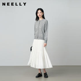 NEELLY纳俪秋冬新款商场同款甜美垂感蛋糕半身裙女收腰减龄长裙N26054E04507