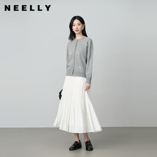 NEELLY纳俪秋冬新款商场同款甜美垂感蛋糕半身裙女收腰减龄长裙N26054E04507 商品图0