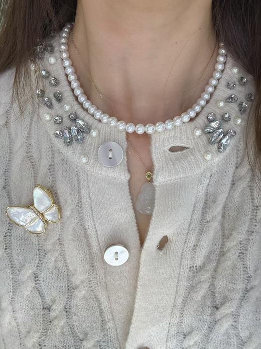 ⁶女神节必入礼盒【淡水串珠+蝴蝶贝母胸针 】7-8mm点位，极光微瑕 ，不影响，出证书，3天左右发货，24小时鉴赏期【香港】SS06-QTT-XGZZ 商品图0