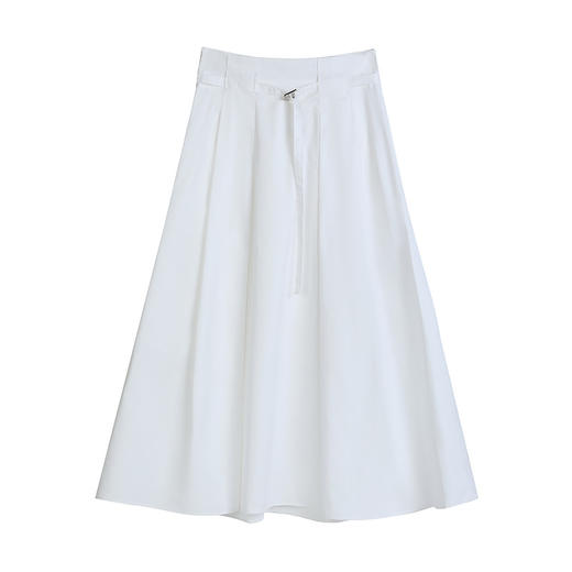 NEELLY纳俪商场同款夏季新款白色高腰气质半身裙女大裙摆A字长裙N26044E04526 商品图3