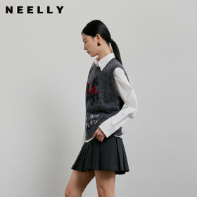 NEELLY纳俪商场同款春季新款时尚俏皮针织背心女复古高级感上衣N26011A01005