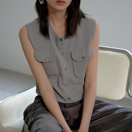 NEELLY纳俪商场同款夏季新款气质圆领休闲开衫马甲女显瘦户外上衣N26044A04560 商品图2