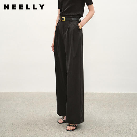 NEELLY纳俪商场同款夏季新款黑色通勤直筒裤女时尚百搭显瘦休闲裤N26044H04419 商品图0