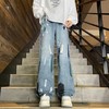 F030184高品质重工水洗刺绣涂鸦美式复古洗旧直筒牛仔裤 商品缩略图2