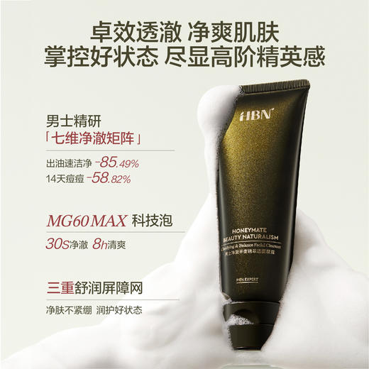 【重磅上新】HBN男士冰美式洁面控油祛痘清洁毛孔氨基酸洗面奶 商品图2