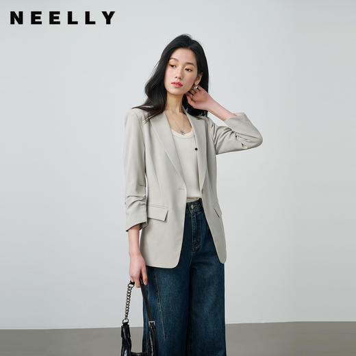 NEELLY纳俪商场同款春新款通勤休闲七分袖西装外套女利落随性上衣N26024W03302 商品图0