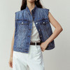 NEELLY纳俪商场同款春季新款复古做旧牛仔马甲女美式休闲叠穿上衣N26031D01115 商品缩略图2