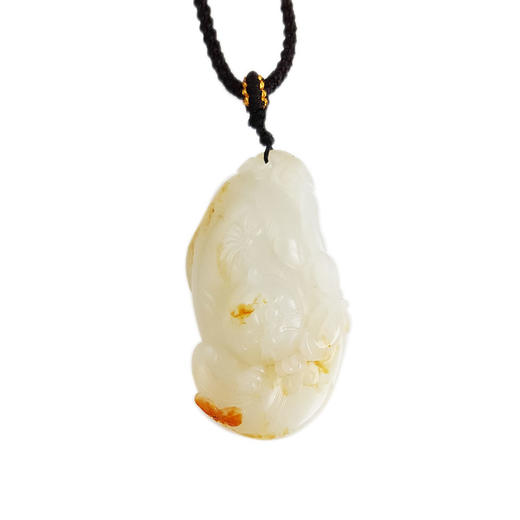 【天然正品】天然新疆籽料细腻油润度佳耄耋富贵（福寿绵延）和田玉吊坠项链45.5*24.6*14.0MM（皆取最大值）170126NJS70 商品图0