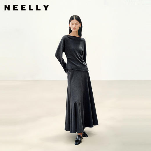 NEELLY纳俪商场同款春季新款气质垂感飘逸长裙女舒适针织半身裙N26014E04404 商品图0