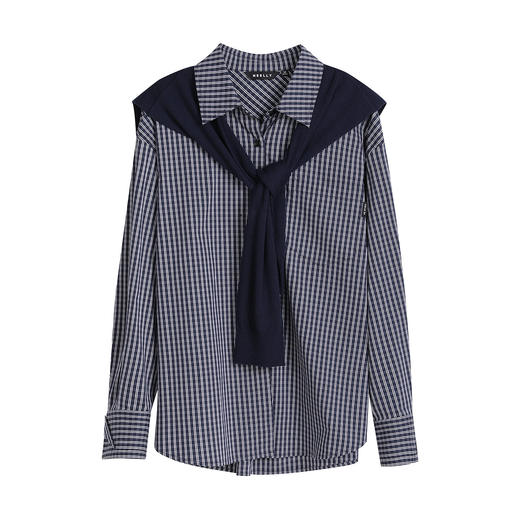 NEELLY纳俪商场同款春季新款时尚休闲格纹披肩衬衫女通勤复古外套N26023B01081 商品图3