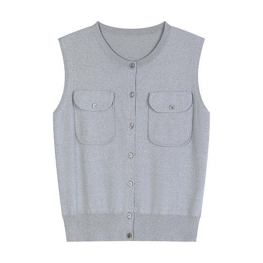 NEELLY纳俪商场同款夏季新款气质圆领休闲开衫马甲女显瘦户外上衣N26044A04560 商品图3