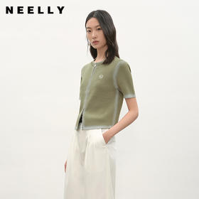 NEELLY纳俪商场同款夏新款简约随性拉链款针织开衫女显白舒适毛衣N26044A04510