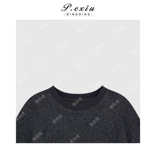 03-2潘依绣丁丁宠粉羊毛醋酸撞色拼接抽绳下摆磨绒圆领长袖卫衣Q88910 商品图2